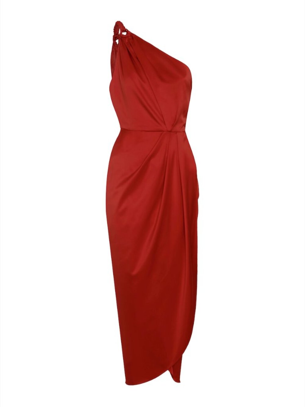 Andrés Otálora Siluetas Red/Terracotta Satin One Shoulder Dress NWT S